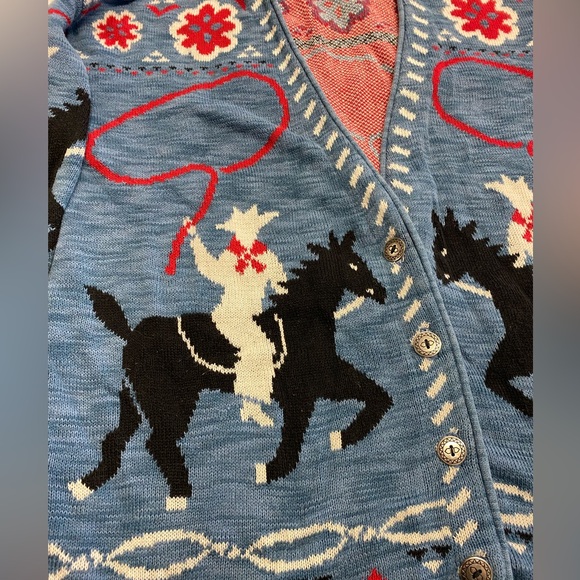 Delia McKain~Vintage Western Cowboy Sweater~Cardigan Large - Picture 6 of 9